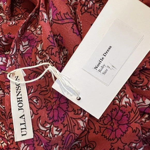 NWT Ulla Johnson Ruby Red Noelle Silk-georgette Dress $495 - Picture 11 of 14